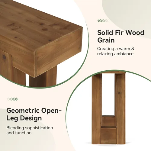 Miniatura 7 de Mesa consola de madera maciza, mesa de sofá de granja de 55 pulgadas detrás del sofá, consola rectangular con doble base para entrada, pasillo, sala