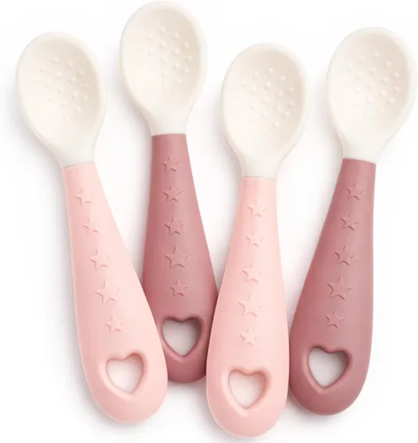 Miniatura 7 de Seposeve - Paquete de 4 cucharas de silicona para bebé, cucharas suaves para primera alimentación para bebés, utensilios de alimentación para bebés