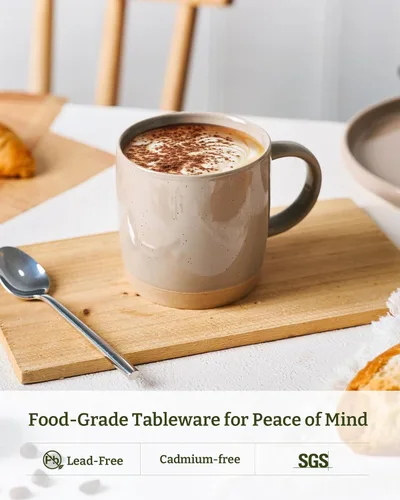 Miniatura 2 de famiware Tazas de café para 4, juego de tazas de 13 onzas, taza para beber con asa para café, té, cacao, leche, serie Milkyway Series, canela marrón
