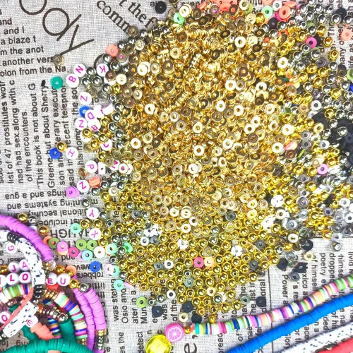 Miniatura 3 de 1800 cuentas espaciadoras redondas planas doradas de 6mm (0.236 in), cuentas de disco sueltas para hacer joyas para pulseras, collares, aretes DIY