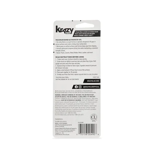 Miniatura 4 de Krazy Glue Max Bond Gel EZ Squeeze, 0.14 oz, superpegamento extra fuerte para plástico, cerámica, madera, caucho, metal, cuero y más, resistente a