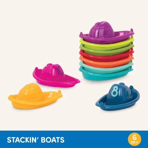 Miniatura 6 de Battat 10 botes de baño apilables - Horario de baño numerado y apilable - Juguetes flotantes para el baño, piscina, playa - Juguetes educativos