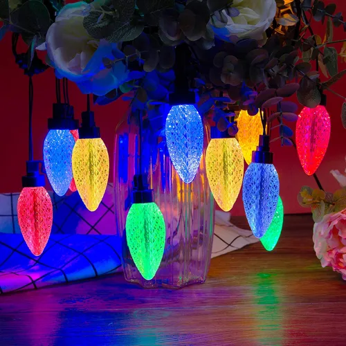 Miniatura 3 de AWQ Cadena de luces para exteriores de 35 pies de 3.9 pulgadas, luz de cono de pino súper grande, inastillable e impermeable, luz decorativa