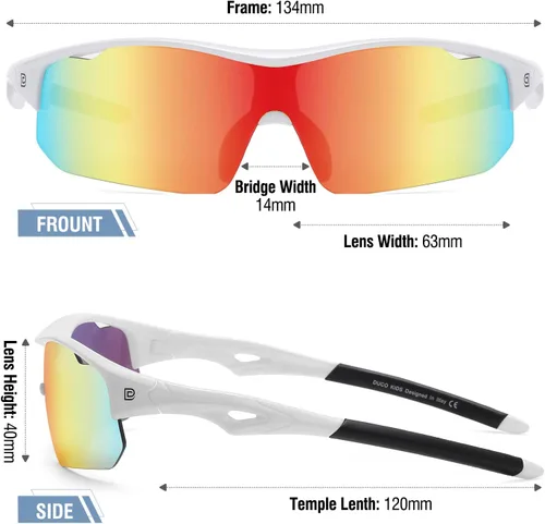 Miniatura 44 de DUCO DK261 - Gafas de sol deportivas de béisbol para jóvenes, con marco TR90 irrompibles, ligeras, para niños y niñas