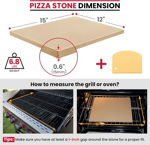 Miniatura 2 de Unicook, piedra de cerámica resistente para pizzas, piedra para hornear, pizzera, perfecta para horno, asador y parrilla, resistencia a los choques