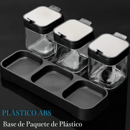 Miniatura 2 de Mlici Contenedor de especias para condimentos con tapas y cucharas, recipientes de vidrio transparente de 8.6 onzas, contenedor de condimentos