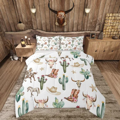 Miniatura 15 de Feelyou Juego de ropa de cama de vaca de las Highland para niños, edredón de ganado con girasol para niñas, adolescentes, juego de edredón