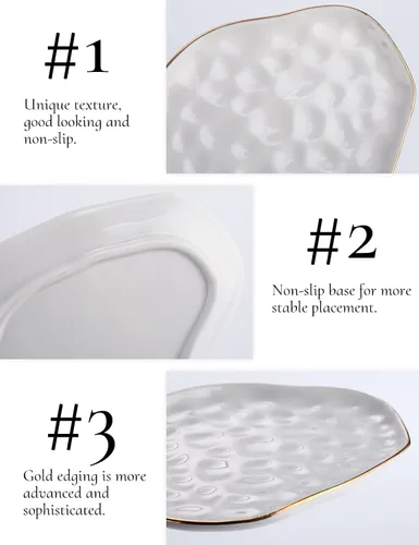 Miniatura 3 de AISBUGUR Plato de joyería, bandeja para joyas, plato para anillos, juego de 2 abalorios de gran capacidad para más joyas, cuenco de joyería