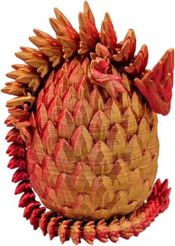 Miniatura 18 de Huevo de Dragón Impreso en 3D Articulado Piedra Preciosa Dragón Juguete de Ansiedad Figurina - Dragones de Color Vibrante Flexibles Alivio para Rojo