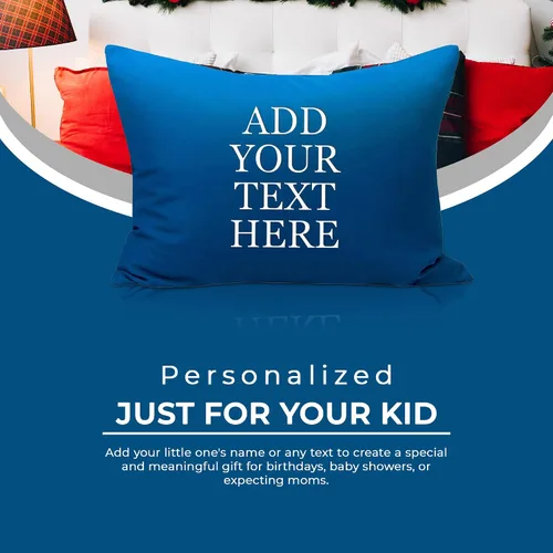 Miniatura 4 de Funda de almohada personalizada para niños pequeños, 14 x 20 pulgadas, microfibra súper suave, azul real, cierre de sobre, nombre personalizado