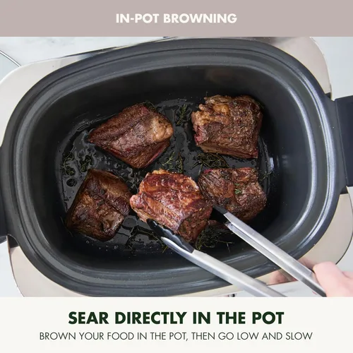 Miniatura 6 de GreenPan Elite 14 en 1 Olla de cocción lenta programable de 6QT, tapa apta para lavavajillas y olla extraíble, multicocina sin PFAS con Arcilla