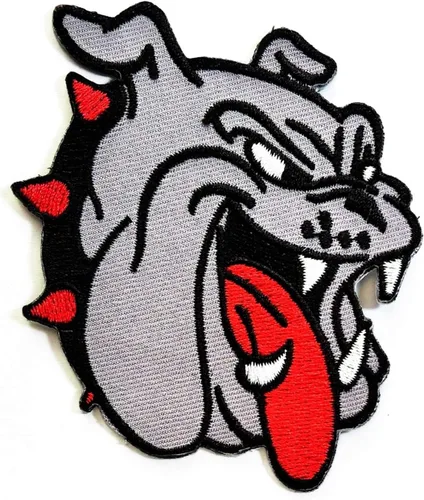 Miniatura 4 de Parche bordado de cabeza gris Bulldog Pitbull de dibujos animados de animales de dibujos animados lindo cachorro carlino perro Pitbull Bulldog perro