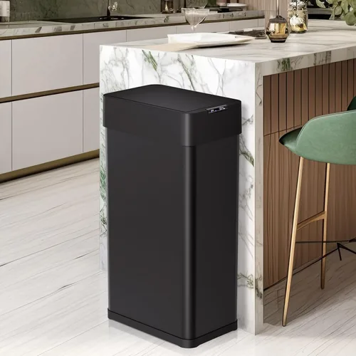 Miniatura 7 de Arlopu Basurero automático de 18.5 galones, cubo de basura de acero inoxidable con sensor de movimiento de 70 pulgadas, papelera cepillada sin