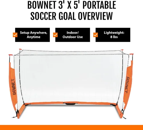 Miniatura 3 de Bownet - Portería de fútbol portátil con red - Portería de fútbol plegable emergente para entrenamiento y práctica - Marco de metal duradero
