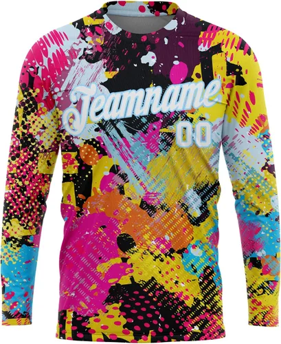 Miniatura 51 de Camisetas de manga larga para hombre, diseño de hip hop, estampado gráfico, informal, manga larga, graffiti, teñido anudado, camiseta