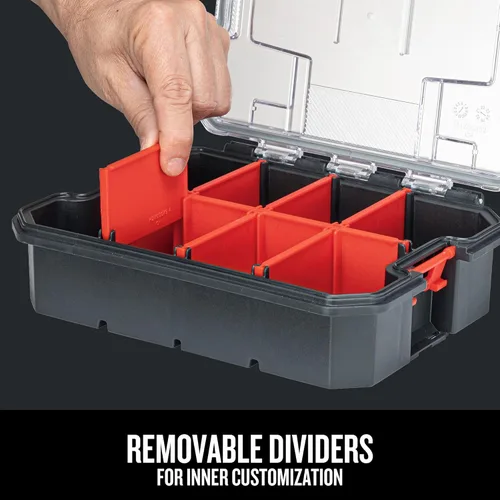 Miniatura 7 de CRAFTSMAN VERSASTACK Organizador de almacenamiento, organizador de piezas pequeñas, 8 compartimentos, tapa incluye pestillo seguro (CMST17827)