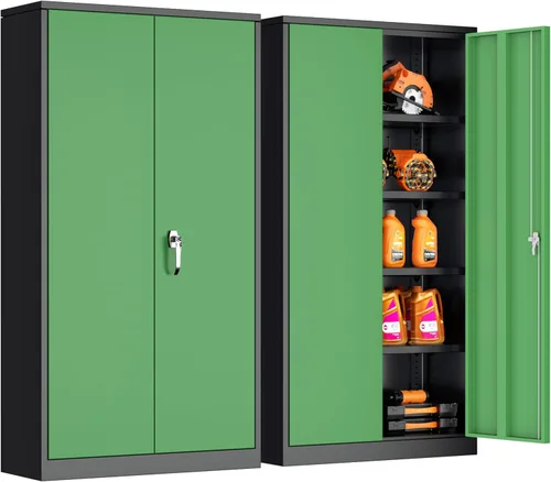 Miniatura 15 de INTERGREAT Armario de almacenamiento de metal con cerradura, gabinete de almacenamiento de metal con cerradura de 72 pulgadas de alto con puertas