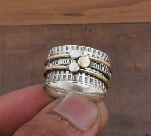 Miniatura 86 de Boho Spinner Ring, Mothers Day Gift, Silver 925 Women Ring, Sterling Silver 925 Ring, Fidget Spinner Ring,Women Silver Anxiety Ring