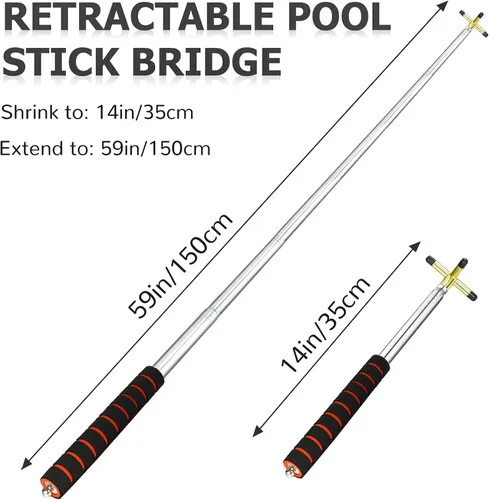 Miniatura 3 de Skylety Taco de billar para billar, accesorios de mesa de billar retráctil, soporte para taco de billar con cabezal de puente de latón extraíble