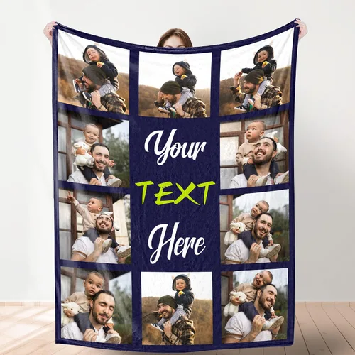 Miniatura 11 de YESCUSTOM Manta de fotos personalizada con 10 textos de fotos, fabricada en Estados Unidos, regalo para familiares, amigos, amantes para cumpleaños
