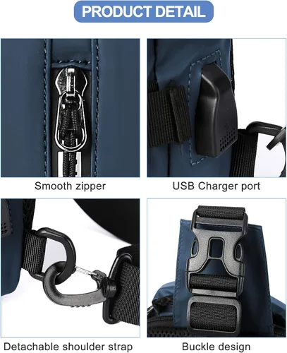 Miniatura 39 de Mochila cruzada pequeña negra para hombre y mujer, H-Negro, S, Moda