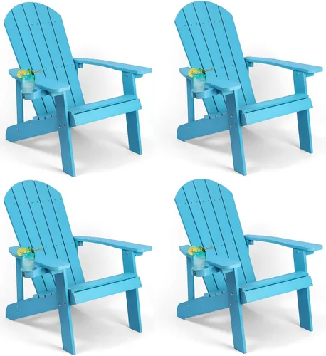 Miniatura 15 de Silla Adirondack, sillas de plástico resistentes a todo tipo de clima, con soporte para tazas, 5 pasos fáciles de instalar, sillas de exterior