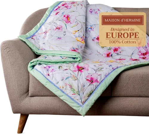 Miniatura 10 de Maison d' Hermine Manta para sofá, ligera y suave, cálida y transpirable, de algodón, para cama, para niñas, niños, mujeres, hombres, regalos, sofá
