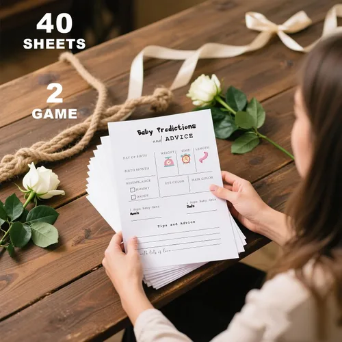 Miniatura 3 de Juegos de baby shower, 40 piezas de juegos de revelación de género, tarjetas de doble cara, 2 juegos – Predicciones y tarjetas de consejos