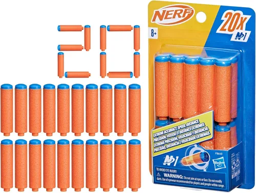Nerf N Series N1 Darts, Incluye 20 Dardos de Repuesto, Compatible Solo con Blasters de la Serie N de Nerf, Juegos al Aire Libre, Para Edades de 8+