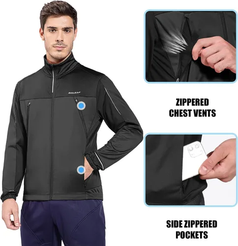 Miniatura 3 de BALEAF Chaqueta de invierno para hombre, para ciclismo, correr, resistente al viento, para ciclismo, ciclismo, clima frío, bolsillos cálidos