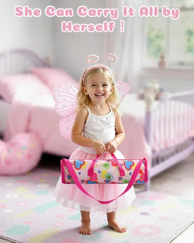 Miniatura 9 de BABESIDE Juego de cuna para muñecas de 18 pulgadas, cama de muñeca de bebé, cuna de juguete con bolsa de almacenamiento para accesorios de muñeca