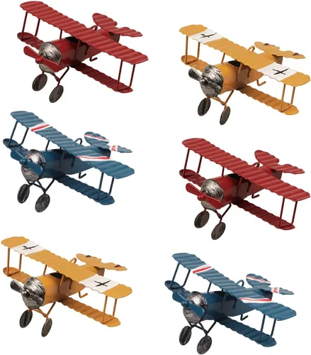 YIYA 6 piezas de decoración de avión de metal colgante para habitación de niños, accesorios de fotos, decoración de escritorio, oficina, dormitorio,