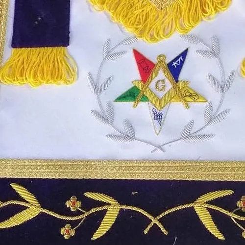 Miniatura 2 de Masonic Regalia Free Mason OES Worthy Patron Delantal y Eastern Star OES Collar OES, alambre bordado a mano, Morado, talla única