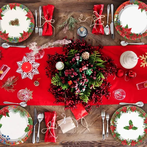 Miniatura 6 de Chiazllta 48 platos de papel para fiesta de Navidad, platos desechables de postre de Pascua para fiestas temáticas de vacaciones y Año Nuevo