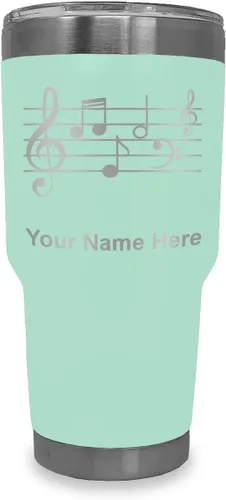 Miniatura 13 de LaserGram Vaso aislado al vacío de 20 onzas, personal de música, grabado personalizado incluido (negro)