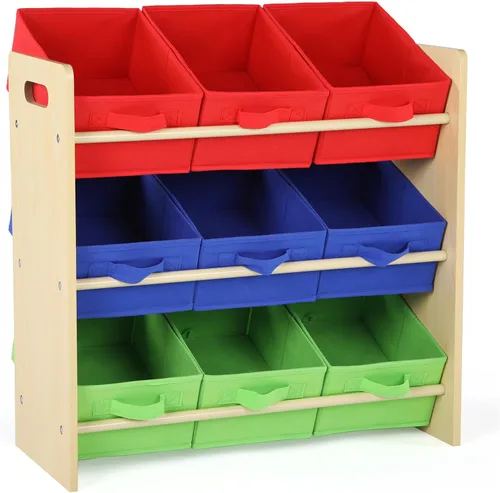 Miniatura 9 de Humble Crew Organizador de almacenamiento de juguetes con 9 cubos de tela extraíbles, gris claro/gris, organizador de juguetes de primera calidad