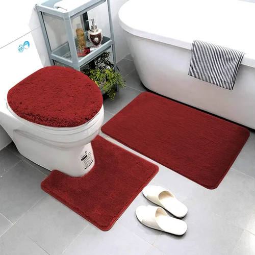 Miniatura 3 de Luxury Home Goods Juego de 3 alfombras de baño de microfibra súper suave, incluye alfombra de baño, alfombra de contorno y cubierta para tapa