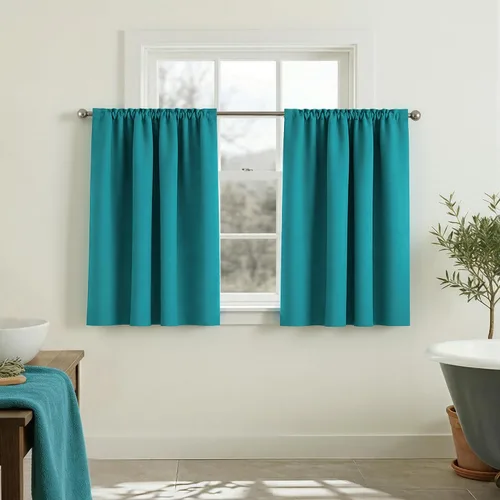 Miniatura 36 de Mrs.Naturall - Cortinas opacas cortas beige para ventanas pequeñas de 18x24 pulgadas de largo