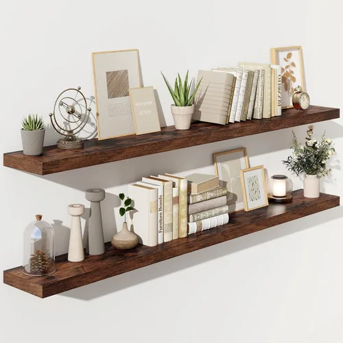 Miniatura 9 de Fun Memories Estantes flotantes – Estante de pared de 9.3 pulgadas de profundidad para decoración y almacenamiento – Estantería de exhibición