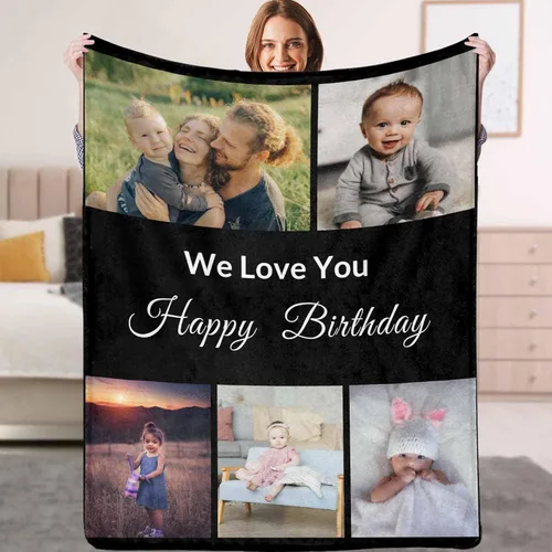 Miniatura 15 de YESCUSTOM Manta personalizada con fotos y texto, Manta familiar personalizada para adultos, niños y amigos, para cumpleaños, regalo conmemorativo
