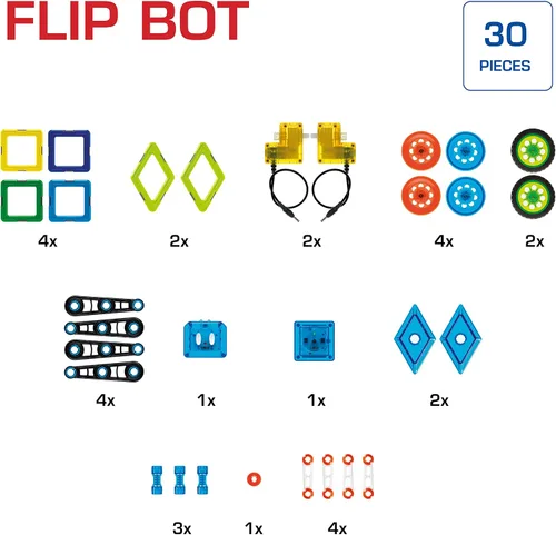 Miniatura 4 de GeoSmart Flip Bot - Construye vehículos geomagnéticos controlados a distancia con este juego de construcción magnético centrado en STEM con motores