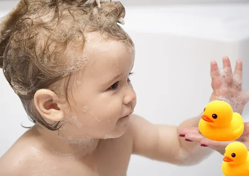 Miniatura 7 de umbresen Patos de goma amarillos preescolares juguetes de baño para tina, regalo para baby shower, bebés y niños pequeños, flotador de piscina