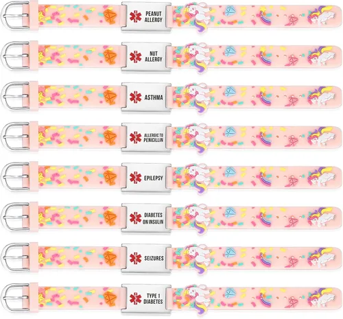 Miniatura 4 de LinnaLove Pulseras de identificación de alerta médica de dibujos animados, regalo de padres para hijo, hija, hermano, hermana
