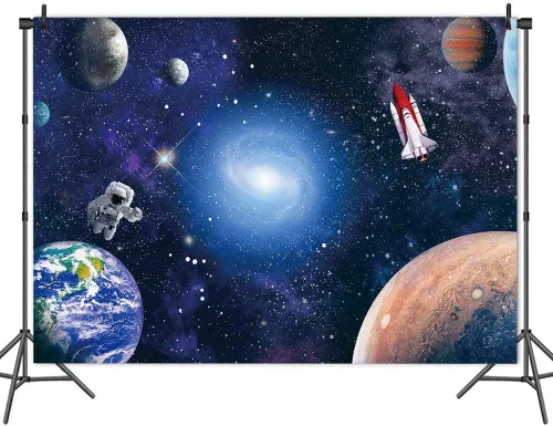 Miniatura 7 de Fondo de fotografía de astronauta espacial de 7 x 5 pies, galaxias cósmicas, estrellas, regalo para recién nacidos, fondo de fotografía, fondo
