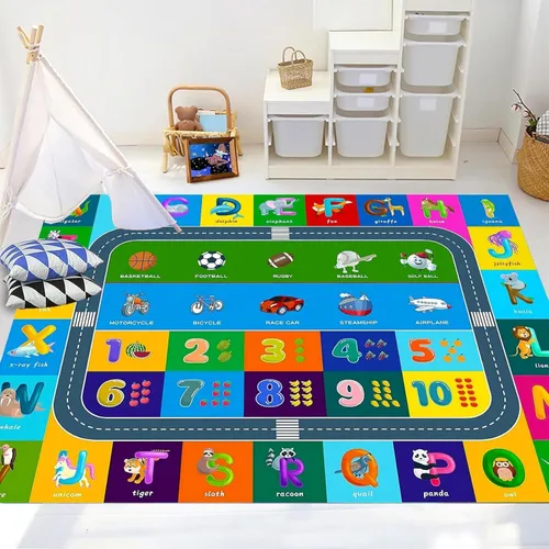 Miniatura 13 de ABC - Tapete de aprendizaje infantil de 2 x 3 pies, rectangular, antideslizante, lavable a máquina, para sala de estar, dormitorio, aula, cuarto