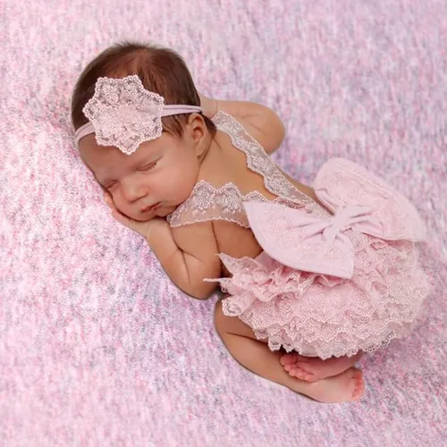 Miniatura 10 de Ylsteed Trajes de fotografía para recién nacidos, accesorios de fotografía para recién nacidos, mameluco de encaje, trajes para sesión de fotos