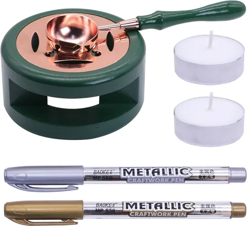 Miniatura 11 de SWANGSA Kit de calentador de sellado de cera, herramienta de horno de cera de sellado con 2 bolígrafos de sellado de cera + cuchara de sellado