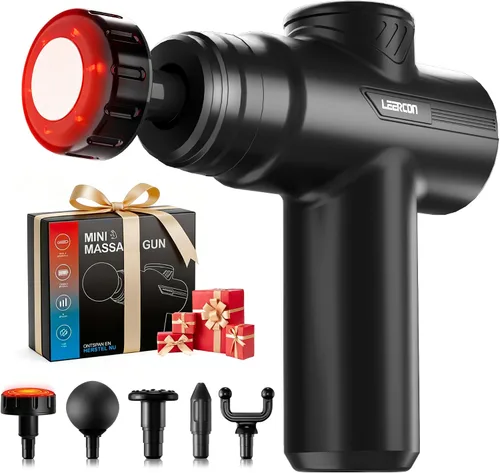 LEERCON Pistola de masaje con calor, pistola masajeadora de espalda de tejido profundo, regalos para hombres | Mini Handheld Percussion Massage Gun