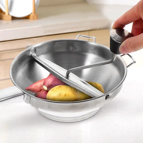 Miniatura 3 de PRETYZOOM Prensador manual de papas de acero inoxidable, herramienta de cocina, manivela, molino de alimentos para puré de papas, batatas