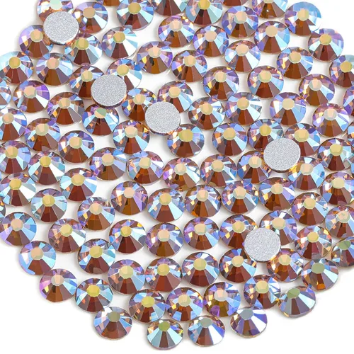 Miniatura 13 de Beadsland 1440 diamantes de imitación de cristal con parte trasera plana, gemas redondas, ámbar, SS3, 0.047-0.055 in